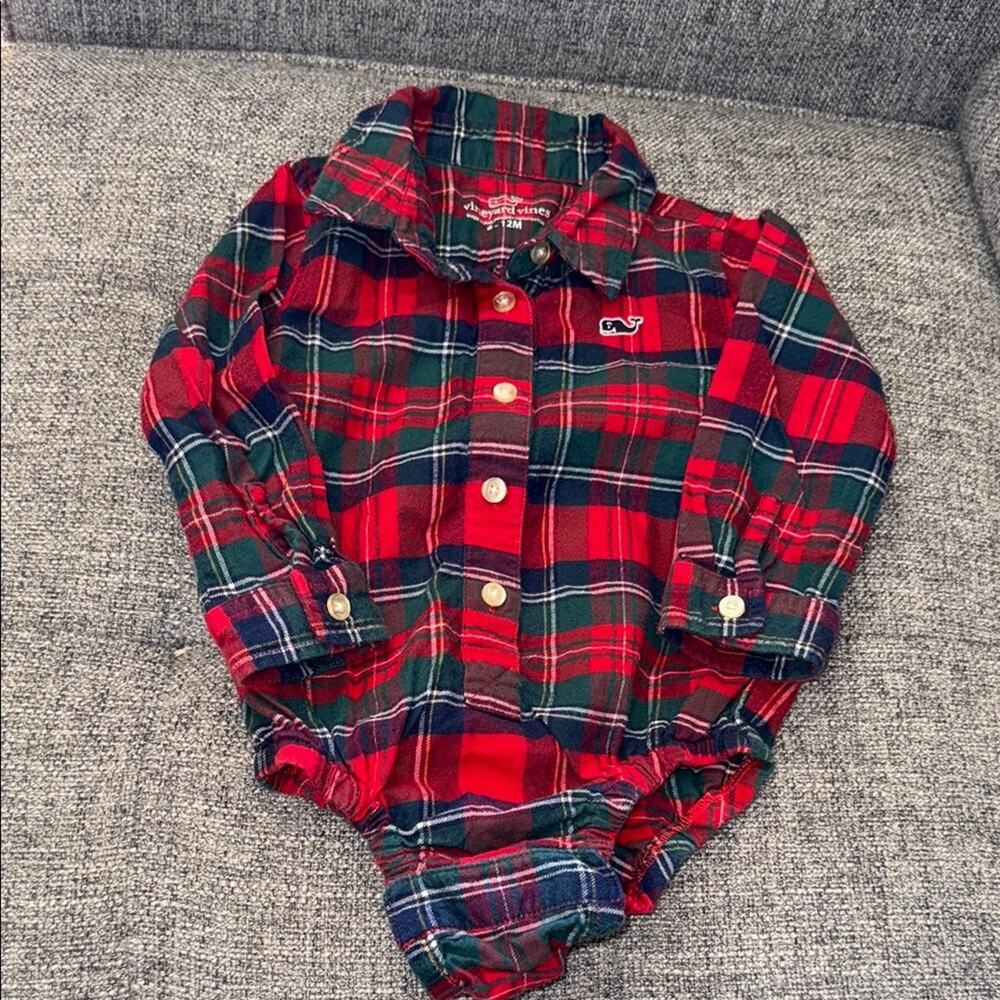 Vinyard vines flannel long sleeve onesie one piece size 6-12  months